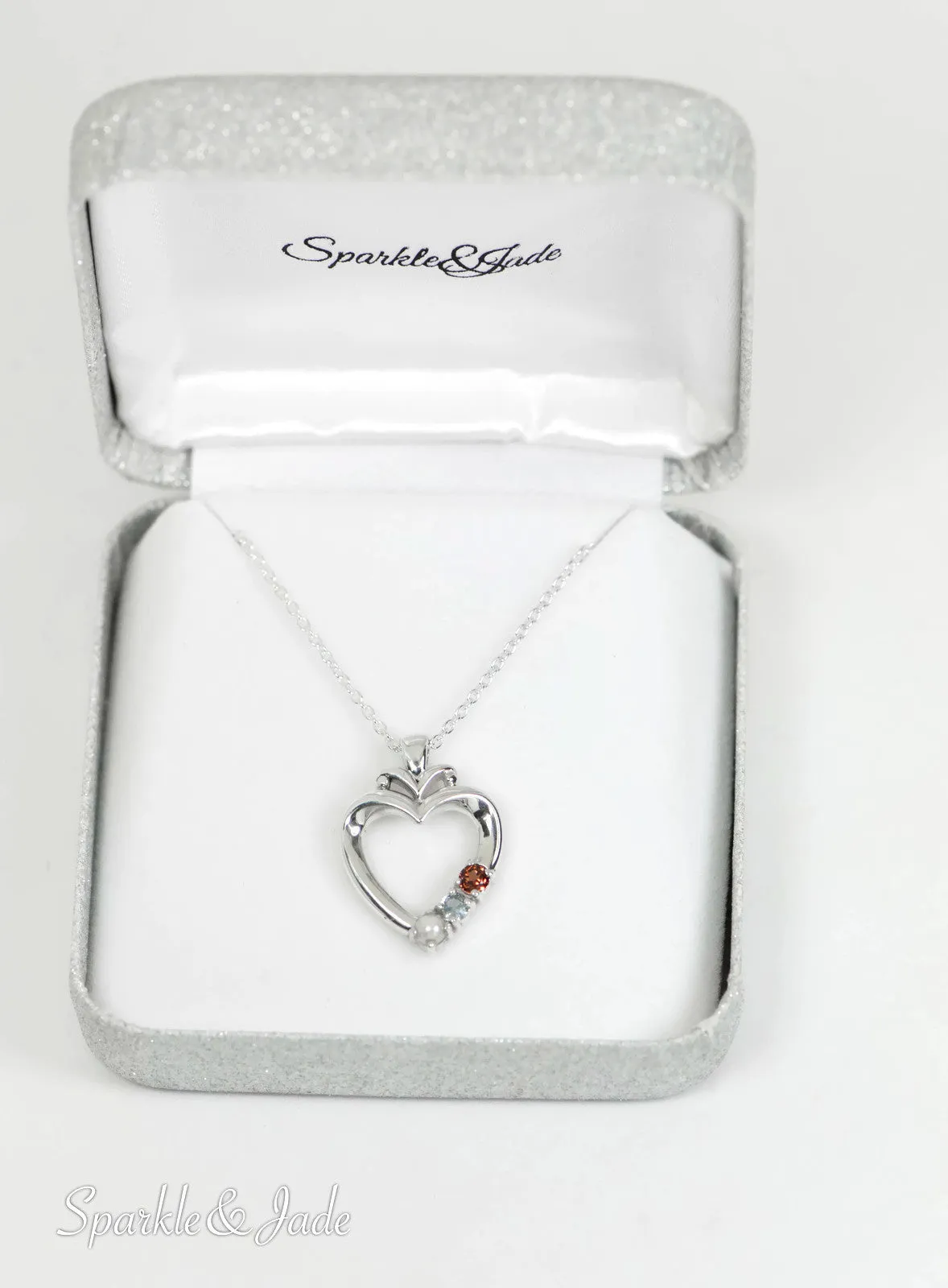 Family Heart Birthstone Pendant or Necklace