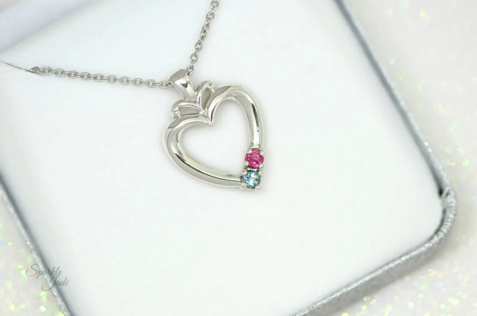 Family Heart Birthstone Pendant or Necklace