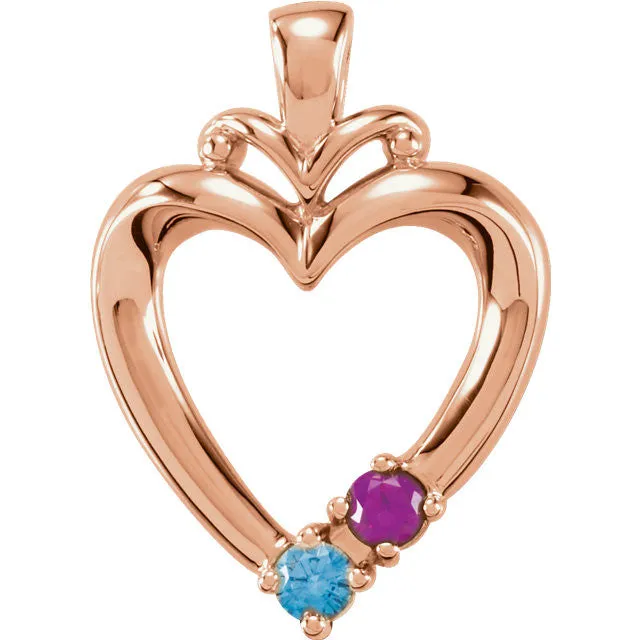 Family Heart Birthstone Pendant or Necklace