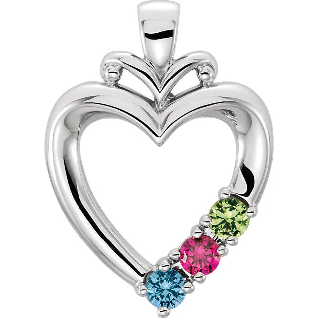 Family Heart Birthstone Pendant or Necklace