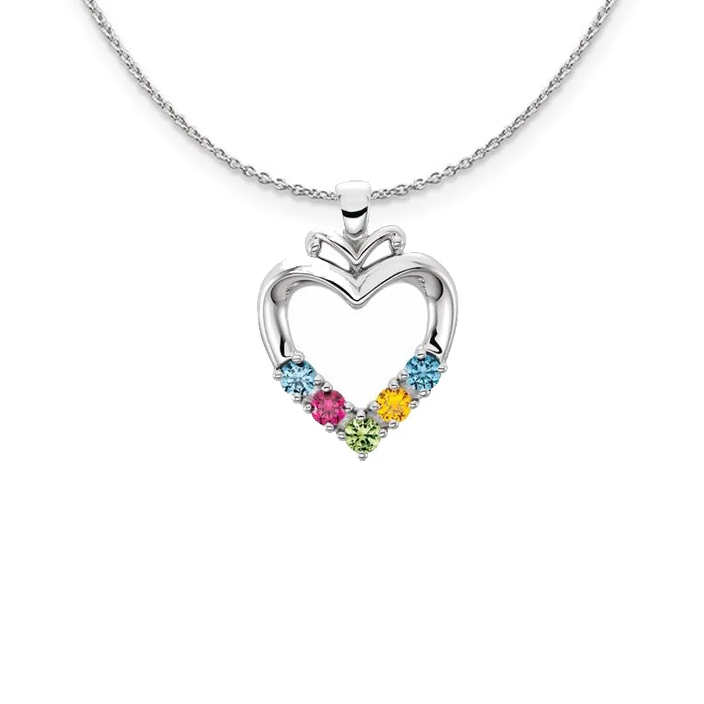 Family Heart Birthstone Pendant or Necklace