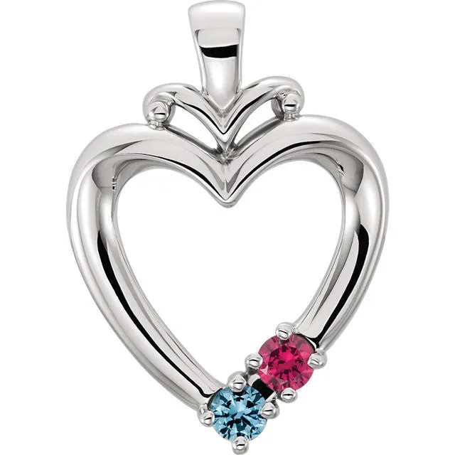 Family Heart Birthstone Pendant or Necklace