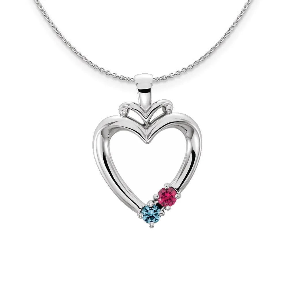 Family Heart Birthstone Pendant or Necklace