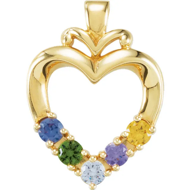 Family Heart Birthstone Pendant or Necklace