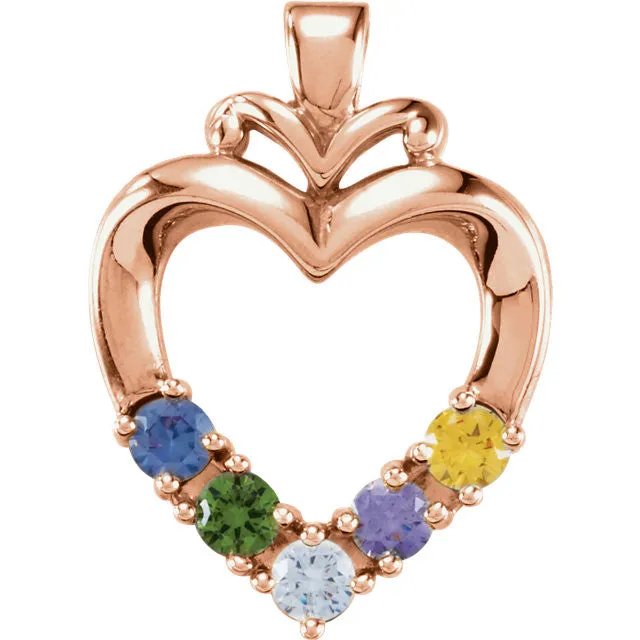 Family Heart Birthstone Pendant or Necklace