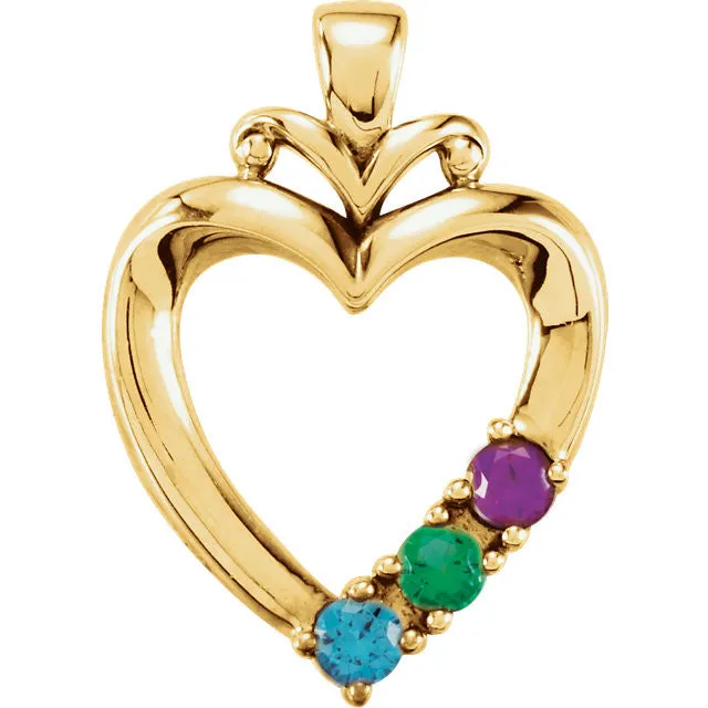 Family Heart Birthstone Pendant or Necklace