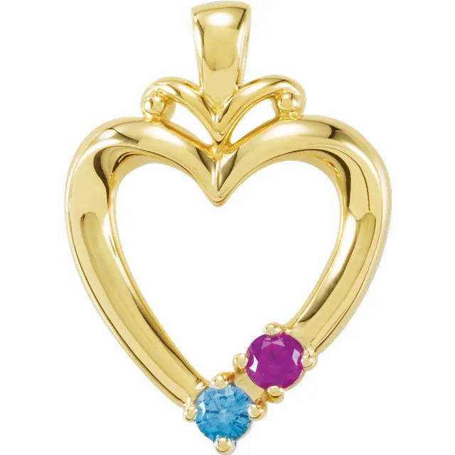 Family Heart Birthstone Pendant or Necklace