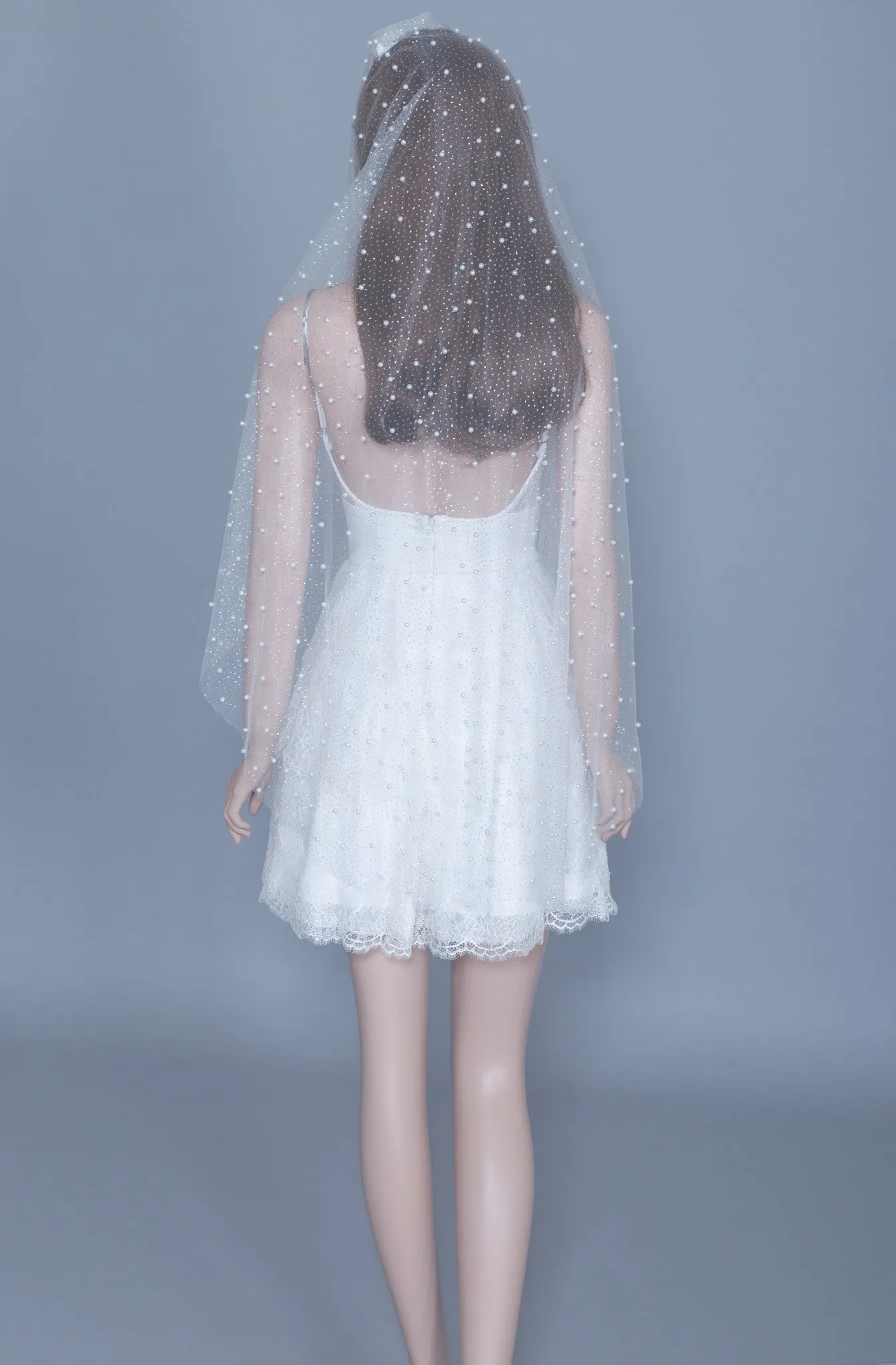 Fingertip Pearls Veil (#Callista)