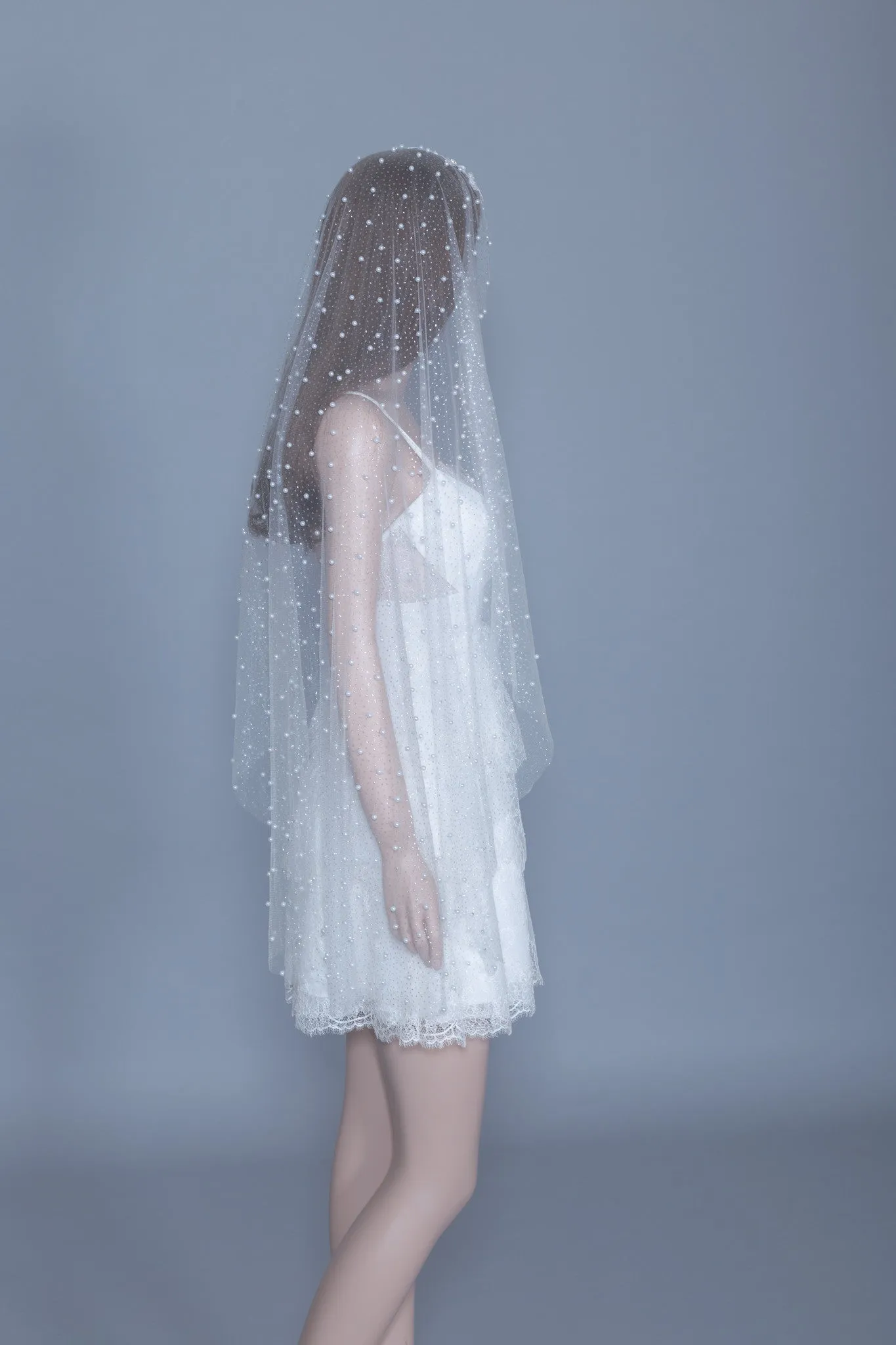 Fingertip Pearls Veil (#Callista)
