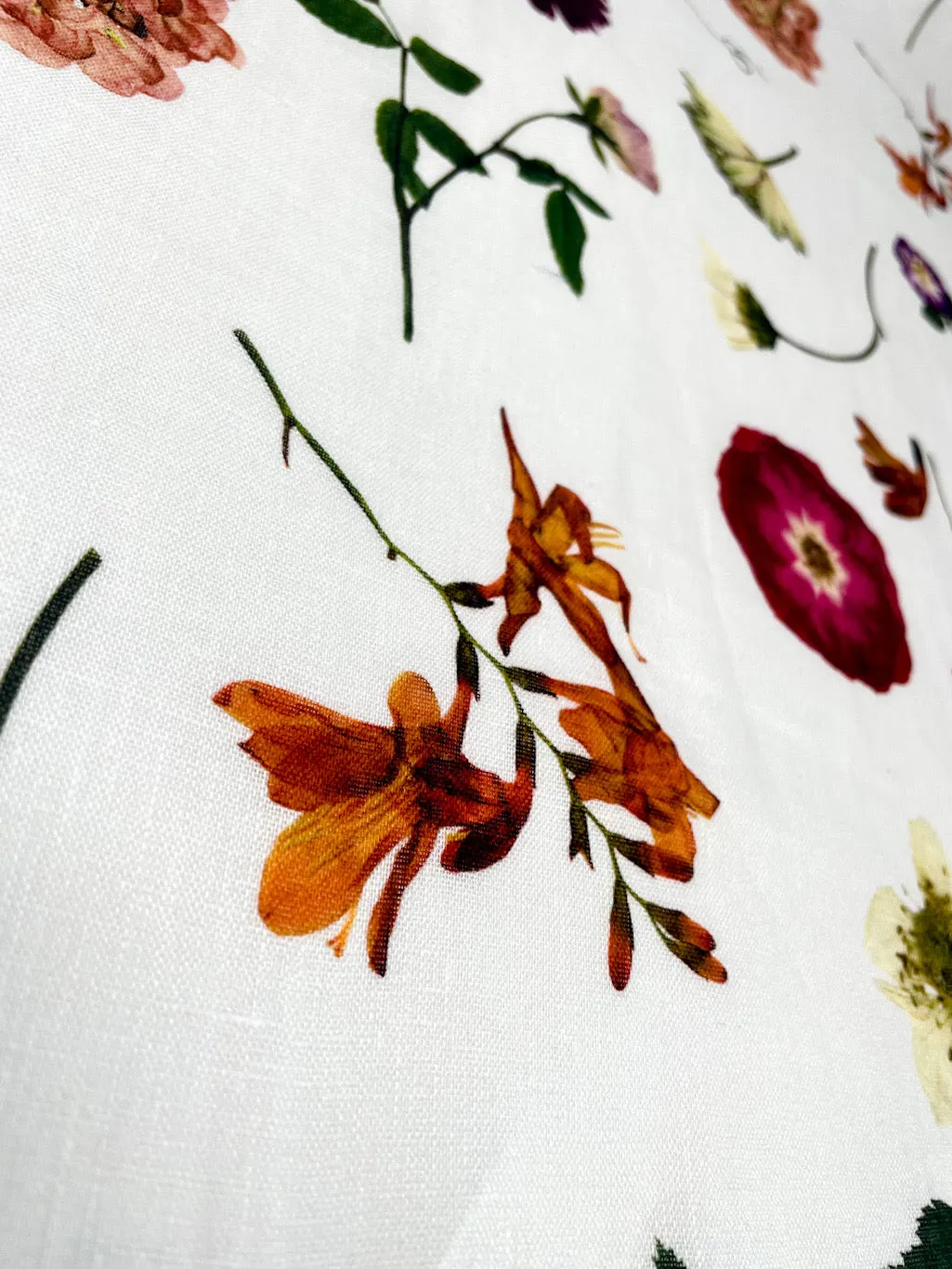 Floral Plants Handkerchief Light Weight 100% Linen Fabric By The Yard/CL1109