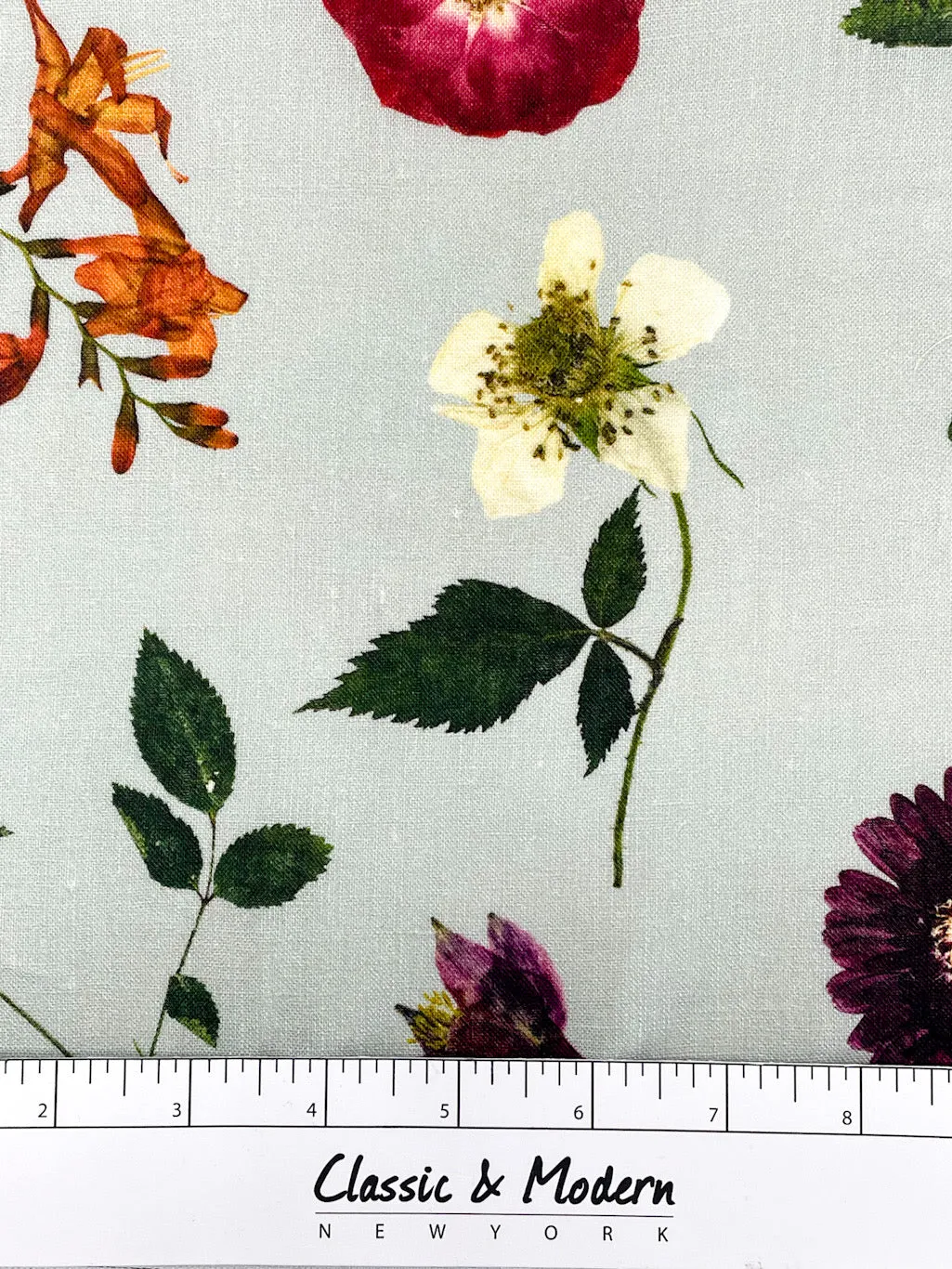 Floral Plants Handkerchief Light Weight 100% Linen Fabric By The Yard/CL1109