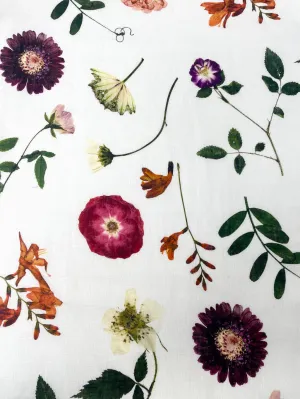 Floral Plants Handkerchief Light Weight 100% Linen Fabric By The Yard/CL1109