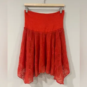 Free People Scarlet Red Fairy Chiffon Lace Floral Dress Size Medium