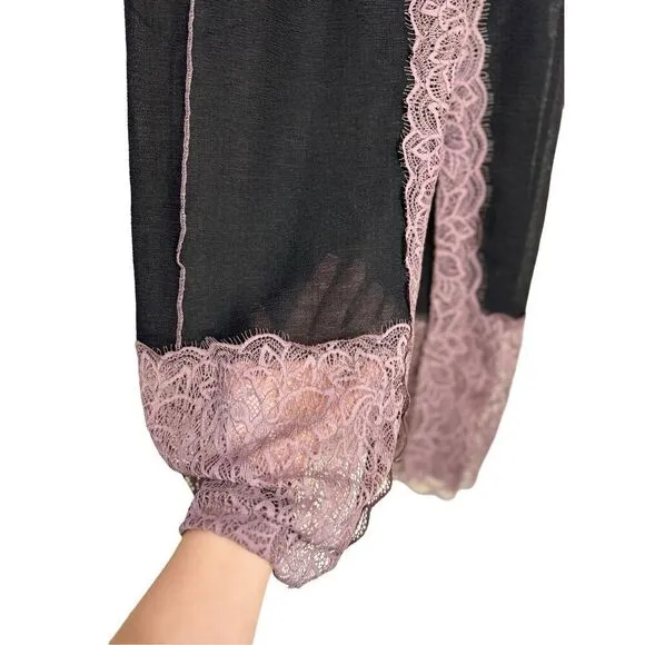 Free People Skirt Size XS Black Lilac Intimately Into Your Half Column Slip NWOT