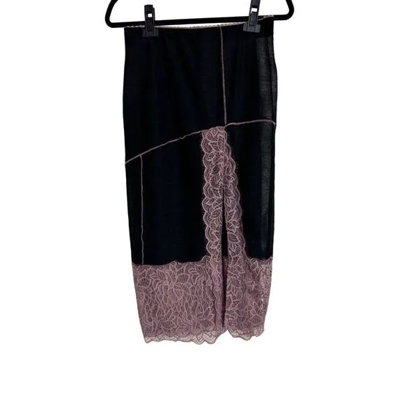 Free People Skirt Size XS Black Lilac Intimately Into Your Half Column Slip NWOT