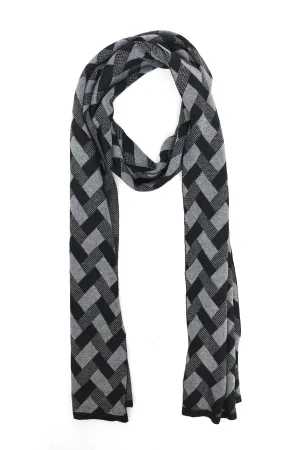 GEOMETRIC WEAVE SCARF-BLACK
