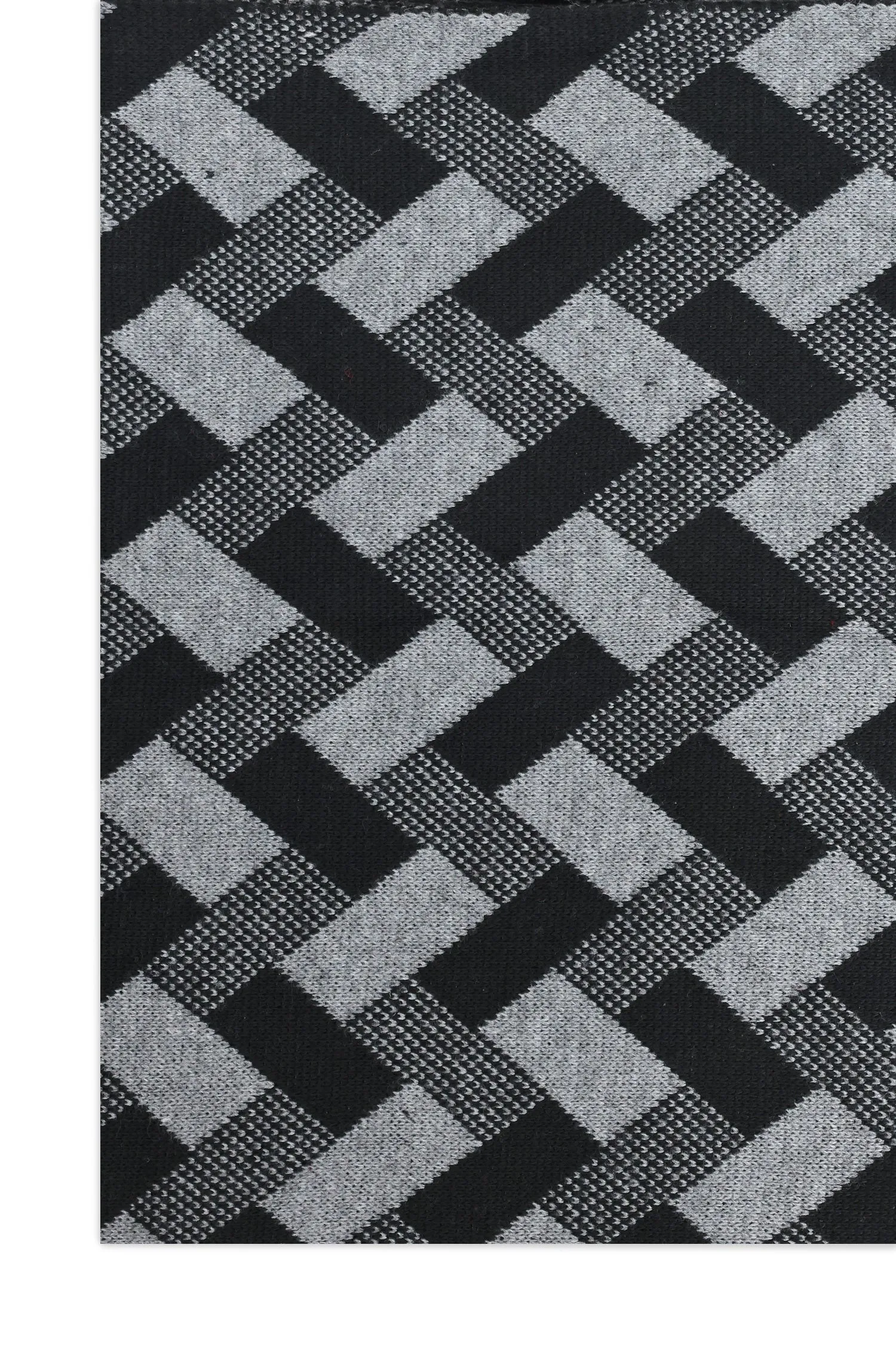 GEOMETRIC WEAVE SCARF-BLACK