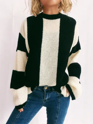 Gilly Color Block Round Neck Long Sleeve Sweater- Deal of the Day!