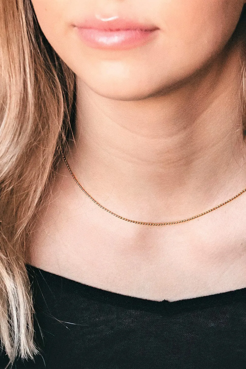 Gold Bead Chain Necklace