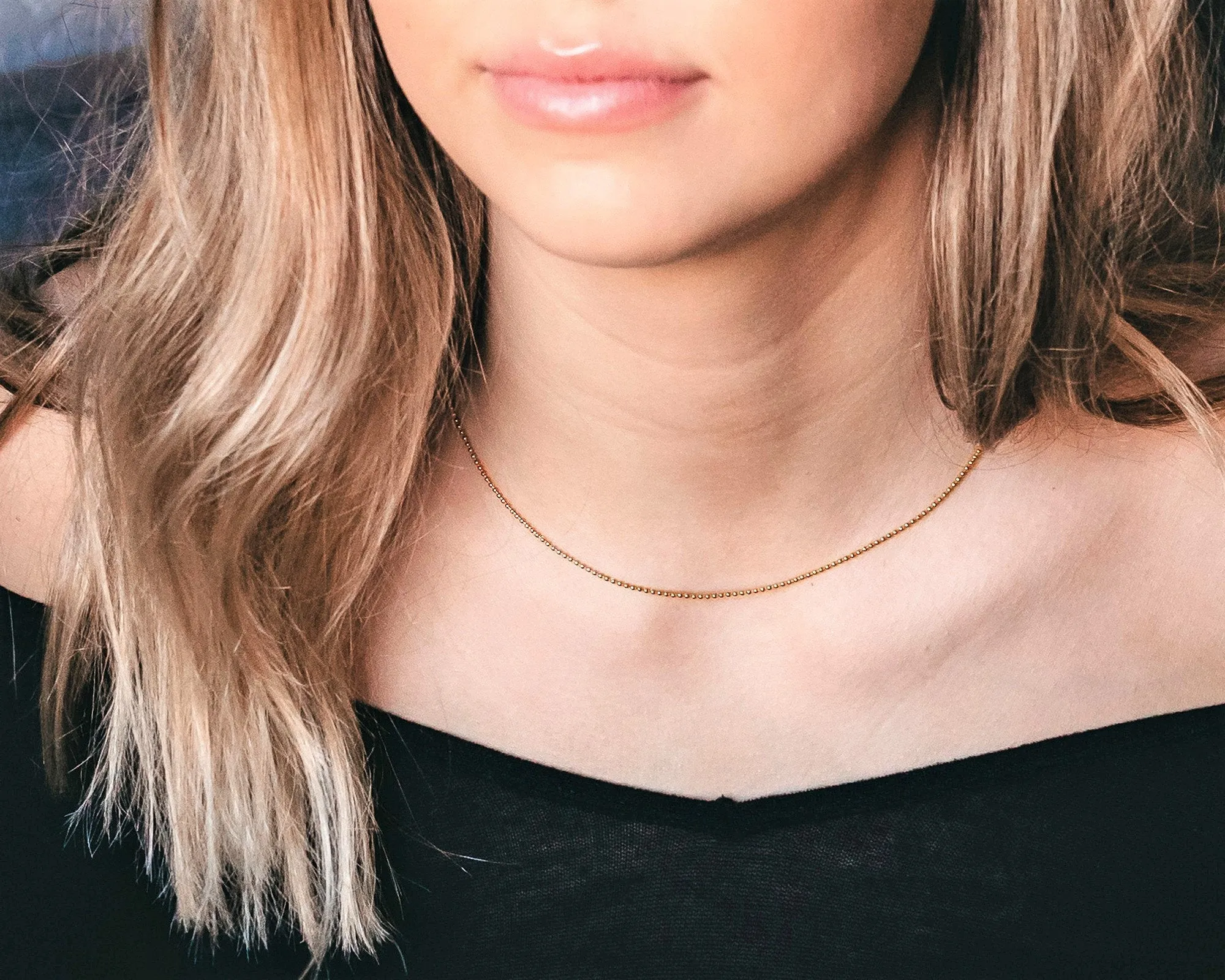 Gold Bead Chain Necklace