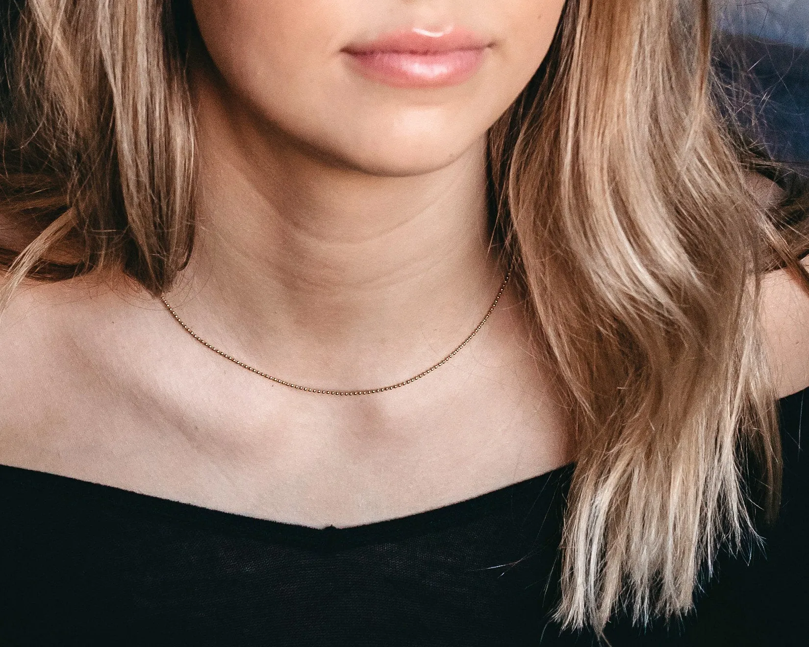 Gold Bead Chain Necklace
