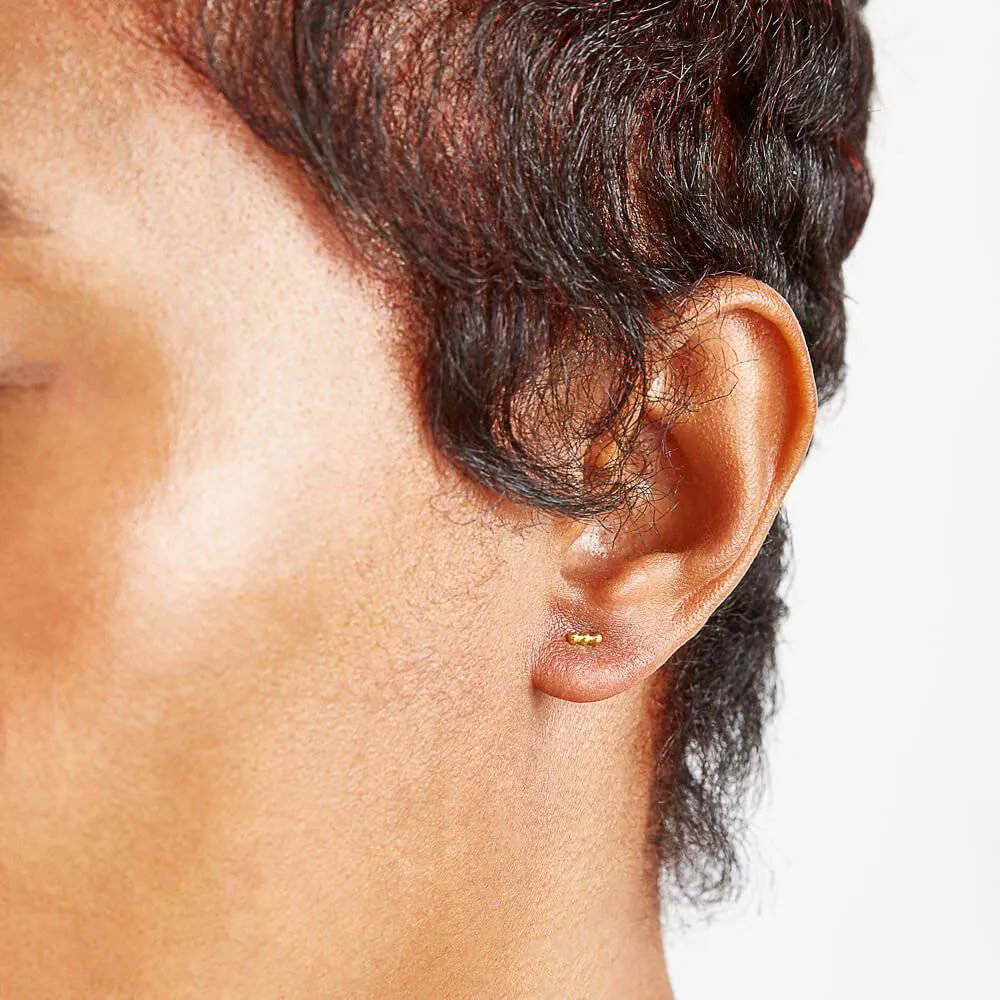 Gold Mini Bead Bar Earrings