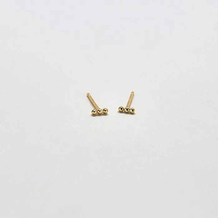 Gold Mini Bead Bar Earrings