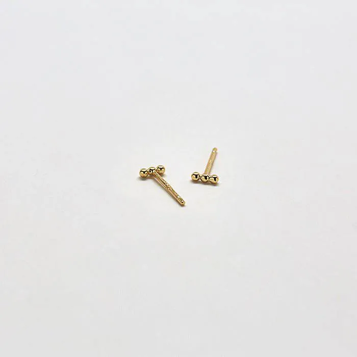 Gold Mini Bead Bar Earrings