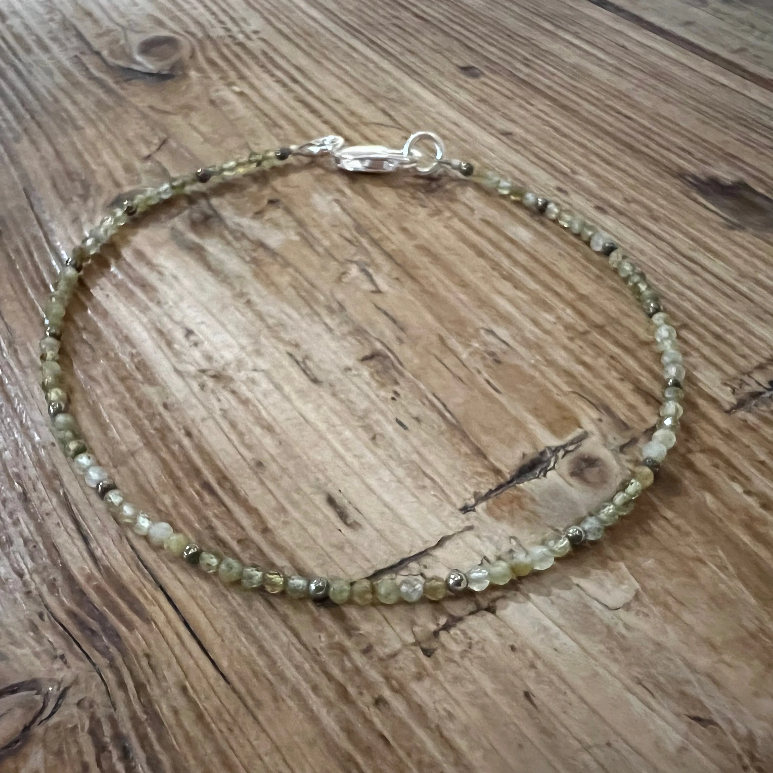 Green Garnet and Pyrite Ankle Bracelet