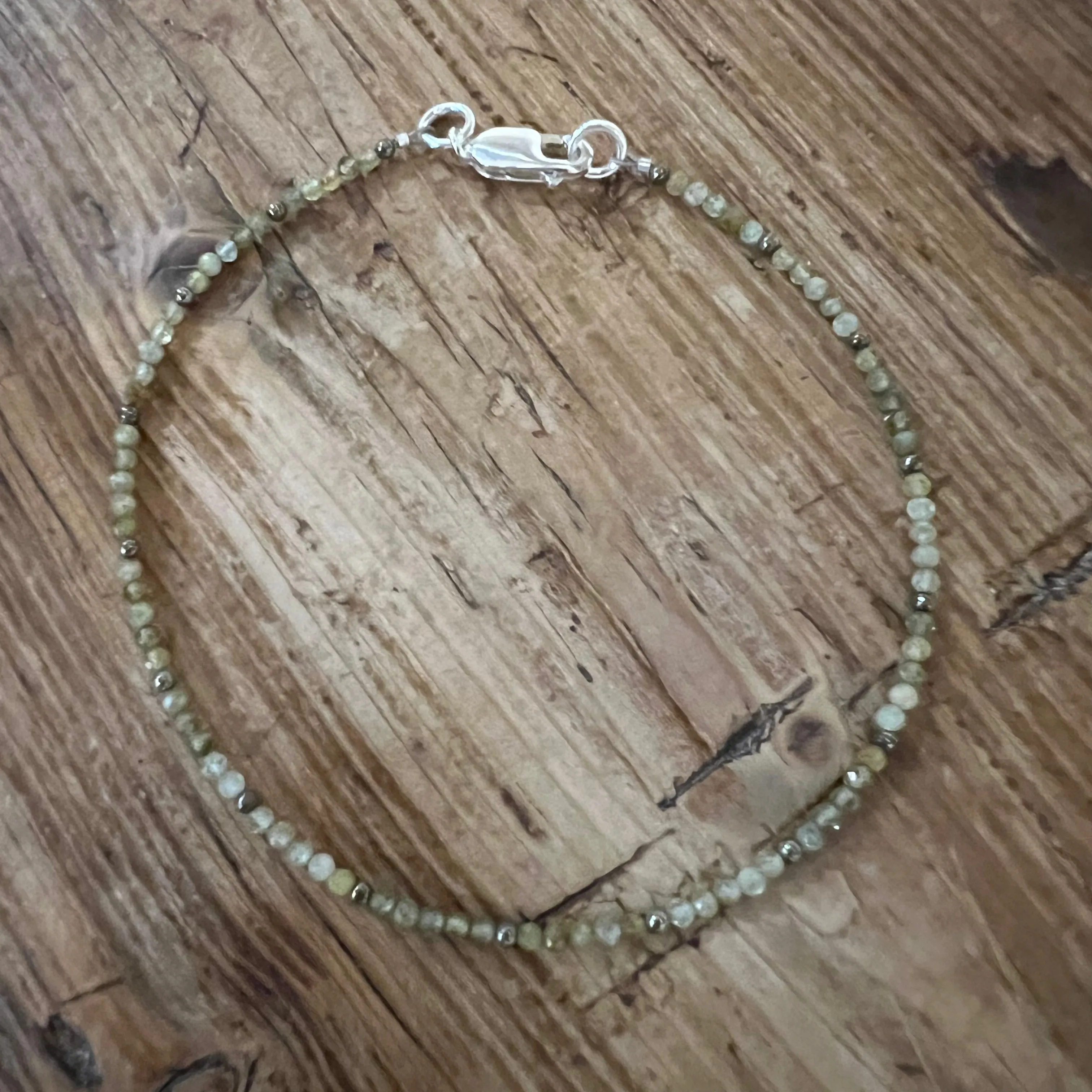 Green Garnet and Pyrite Ankle Bracelet