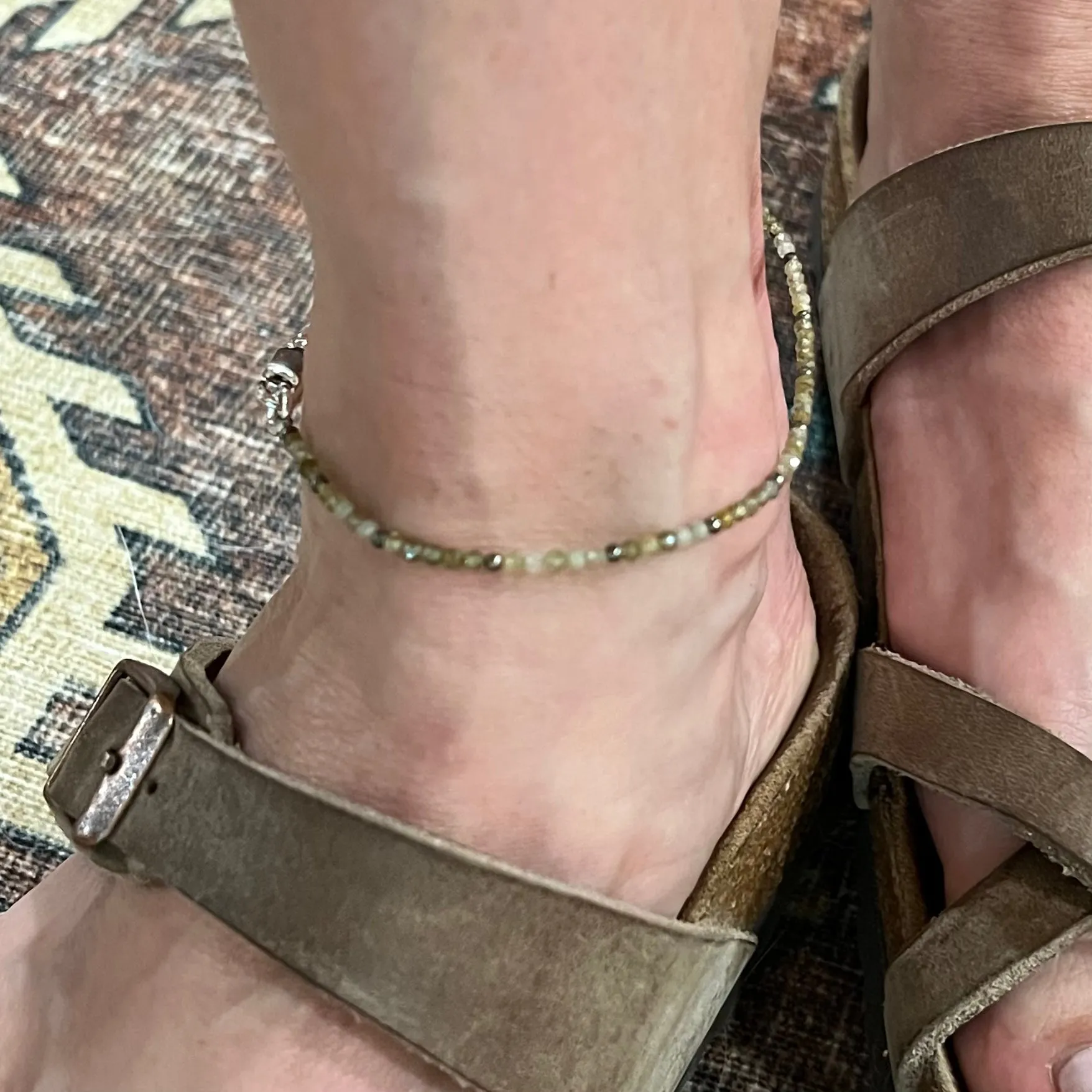 Green Garnet and Pyrite Ankle Bracelet