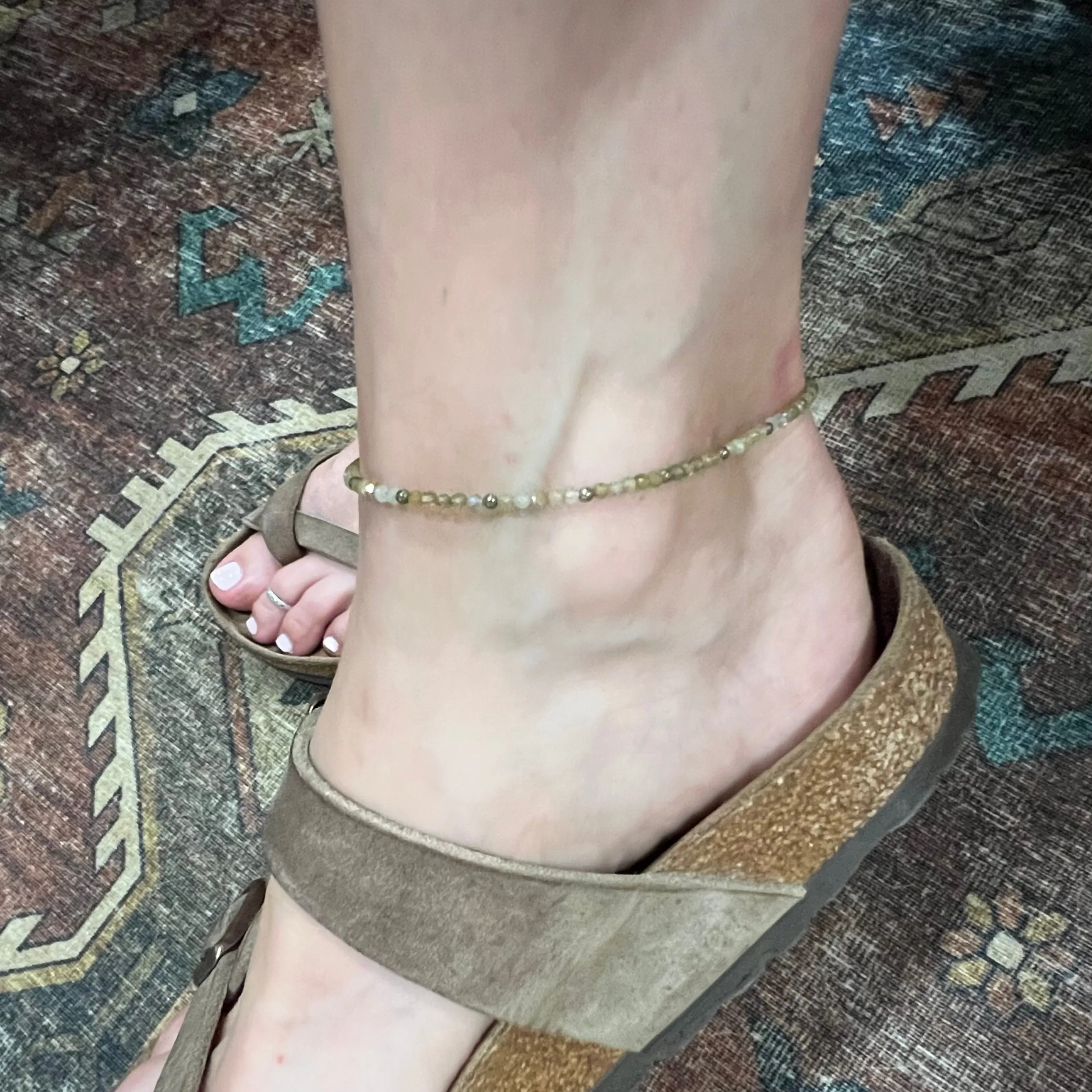 Green Garnet and Pyrite Ankle Bracelet