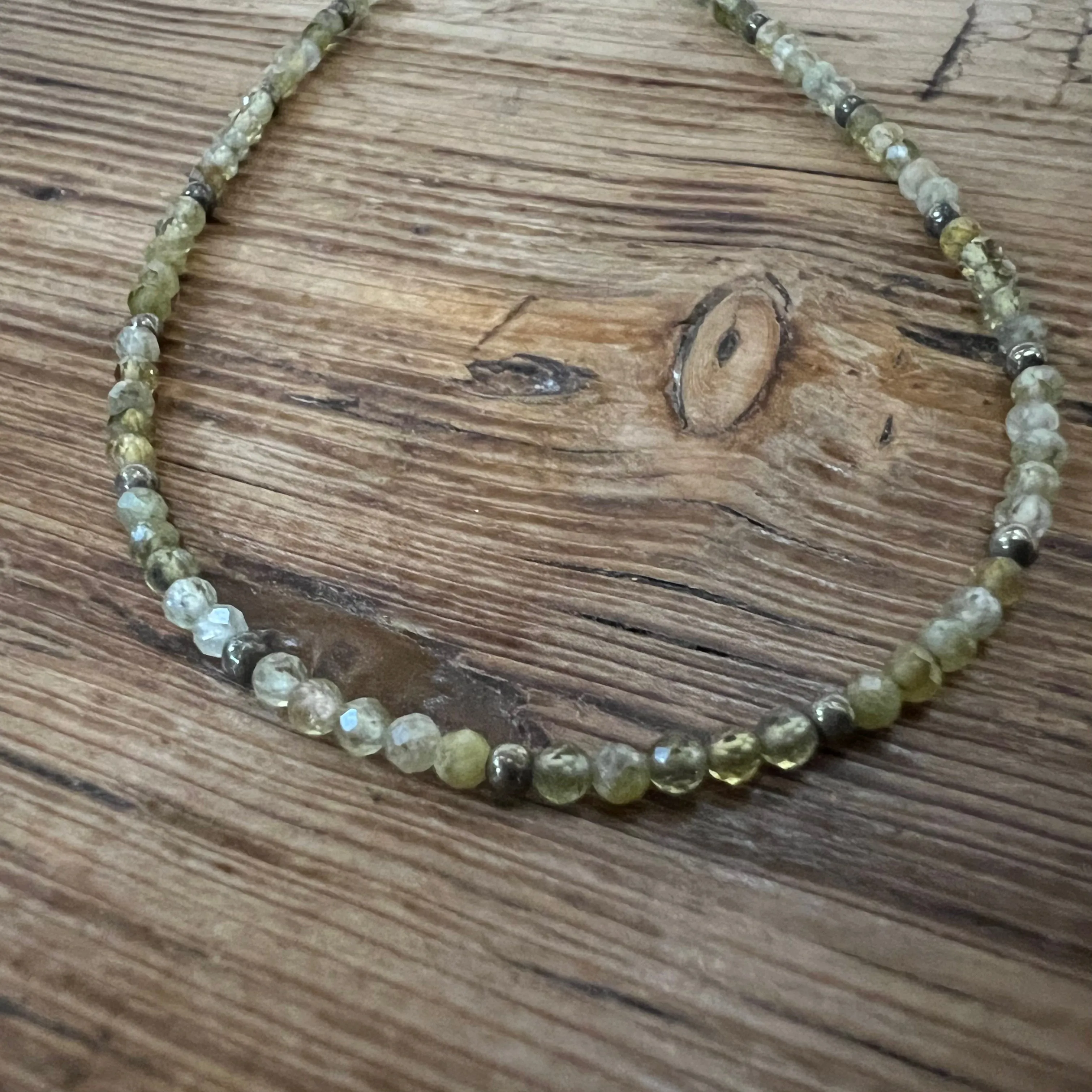 Green Garnet and Pyrite Ankle Bracelet