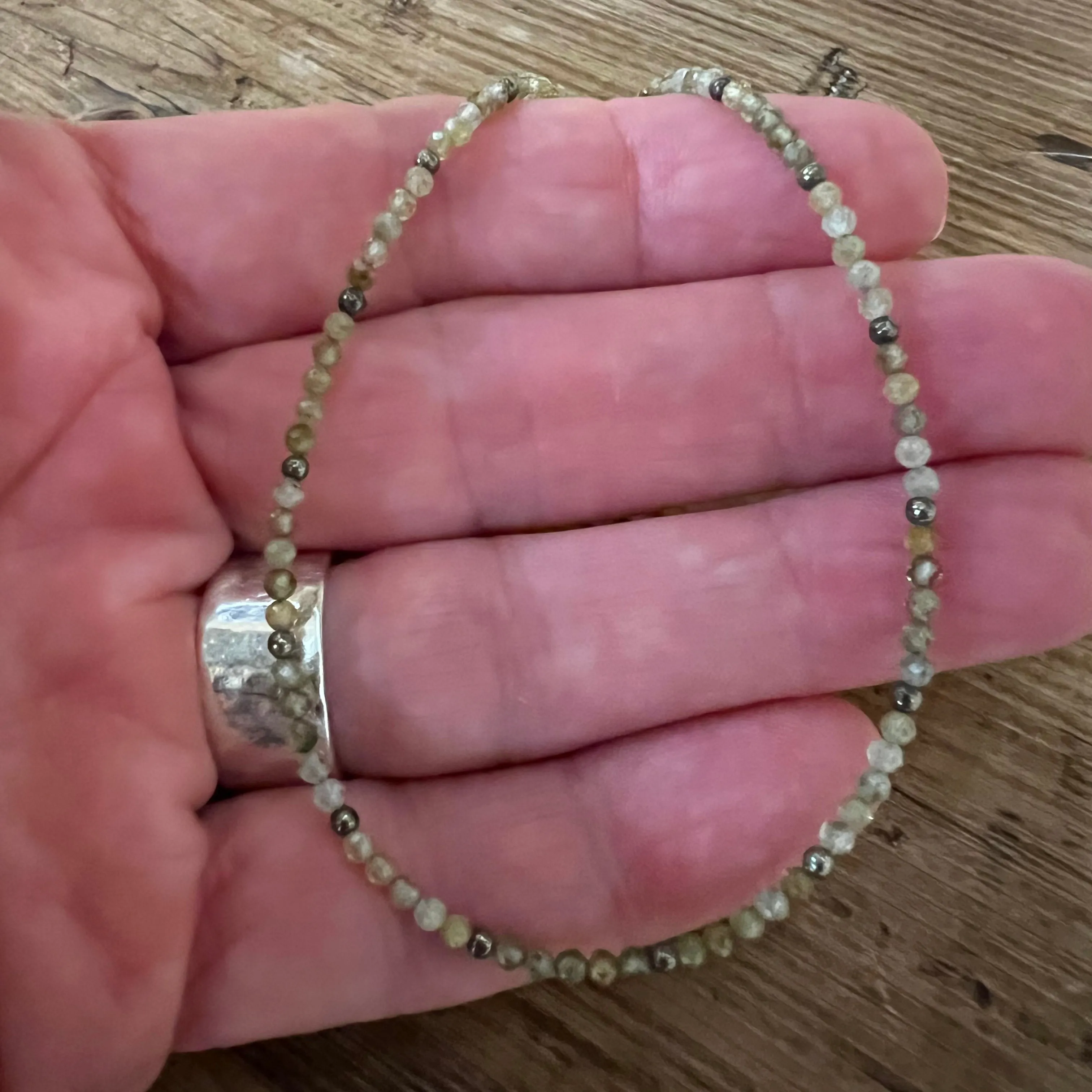 Green Garnet and Pyrite Ankle Bracelet