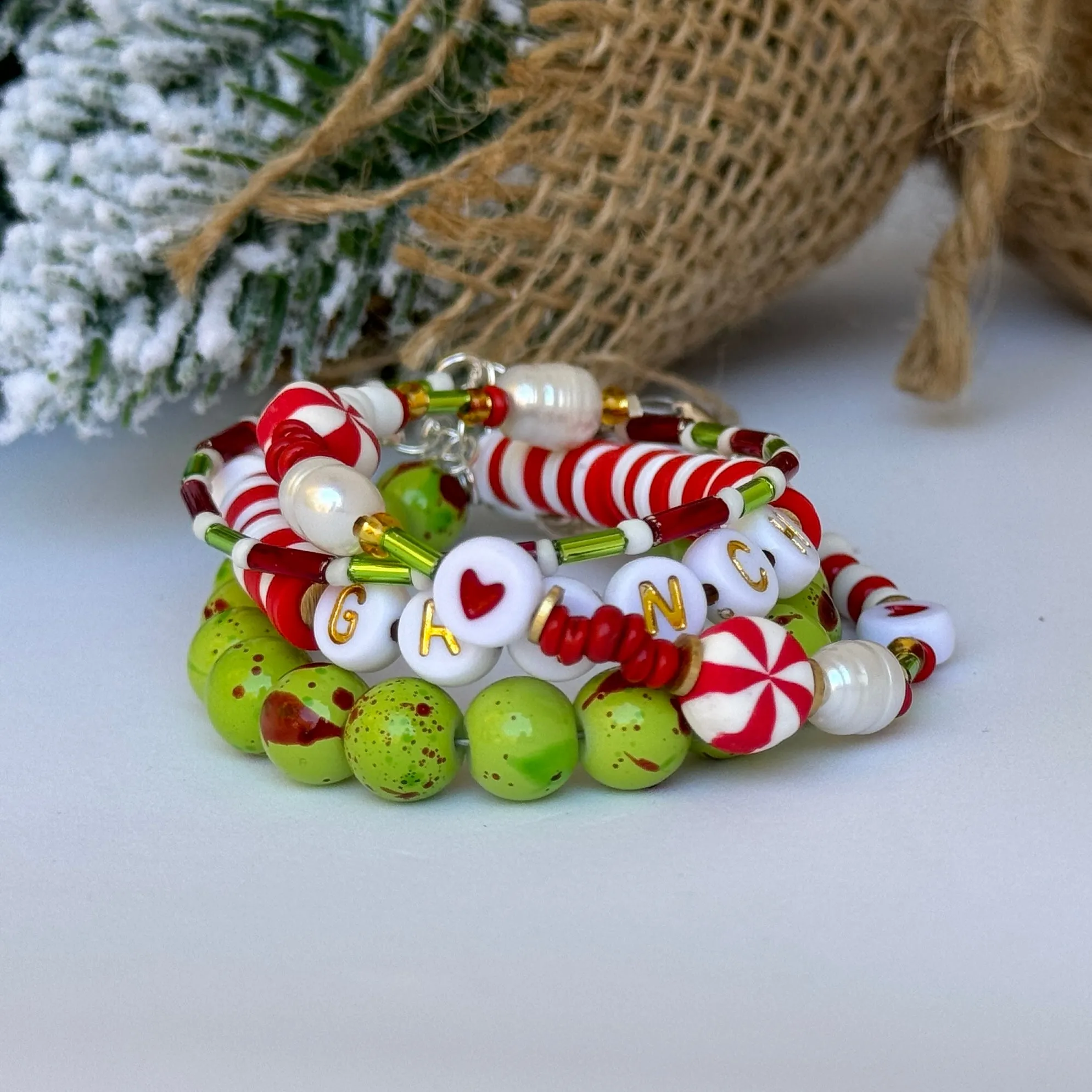 Grinchmas Christmas Bracelet Set - Set of 3 or Each - Unisex Options