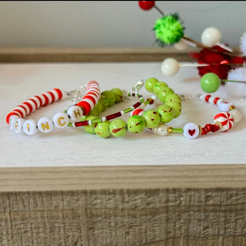 Grinchmas Christmas Bracelet Set - Set of 3 or Each - Unisex Options