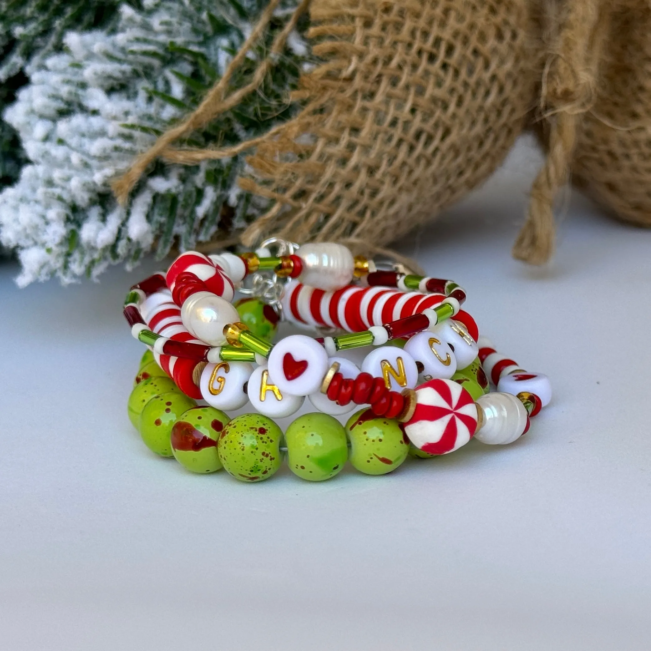 Grinchmas Christmas Bracelet Set - Set of 3 or Each - Unisex Options
