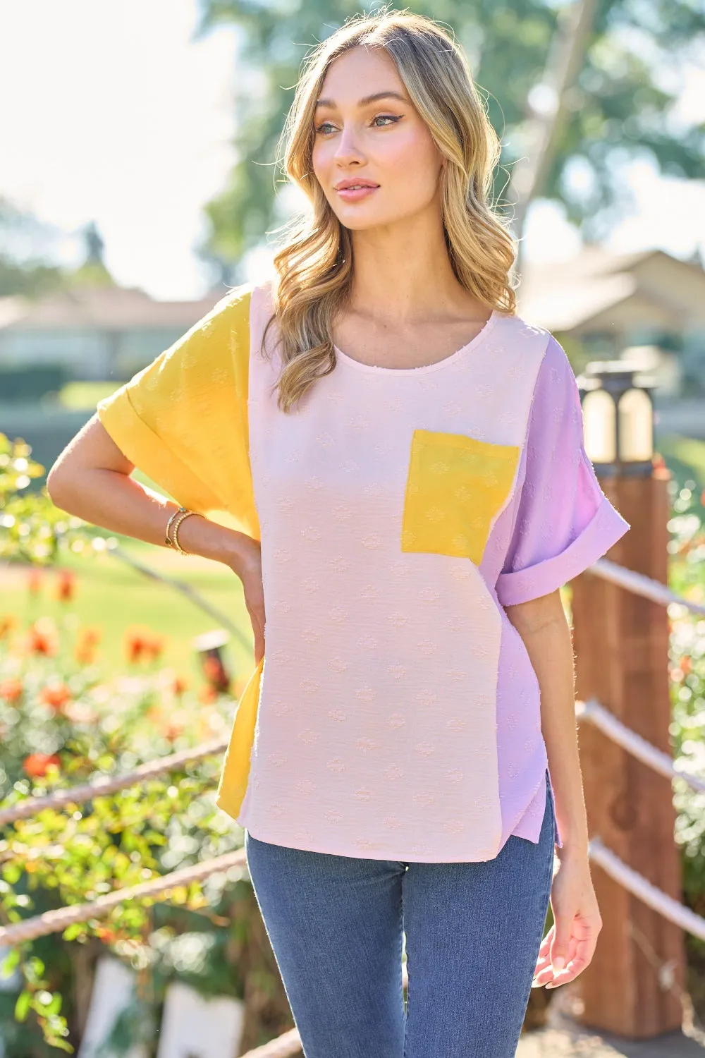 Hailey & Co Color Block Short Sleeve Top