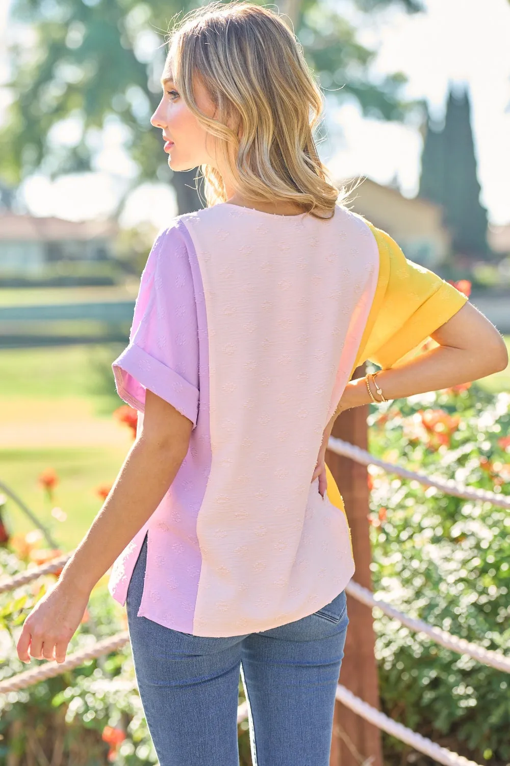Hailey & Co Color Block Short Sleeve Top