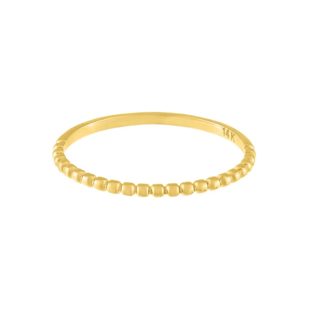 Half Beaded Pinky Ring 14K