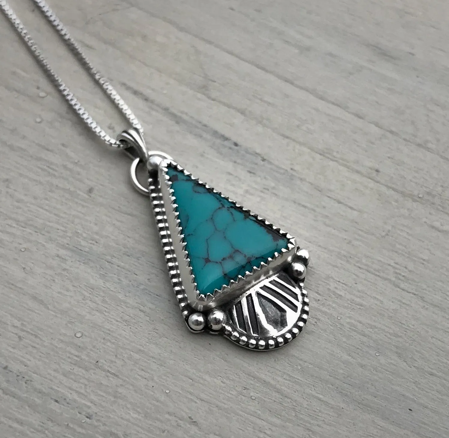 Hand Stamped Hubei Turquoise Pendant