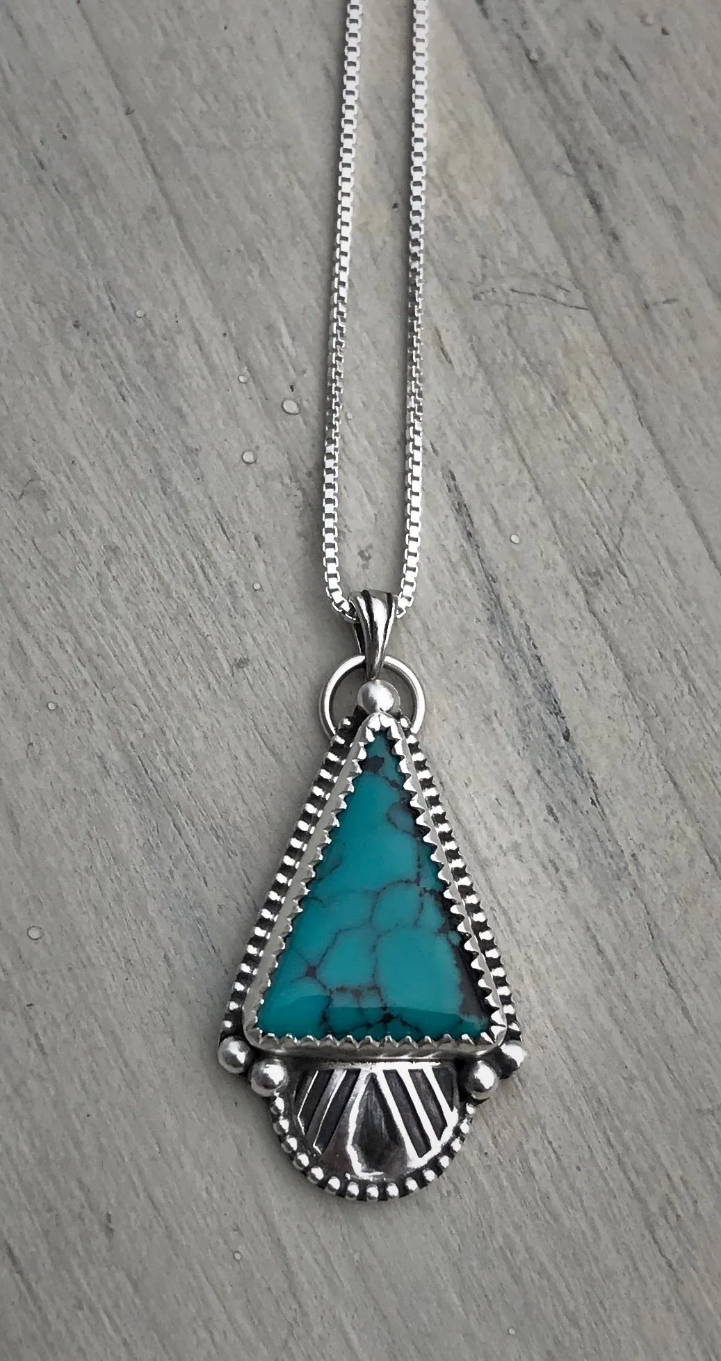 Hand Stamped Hubei Turquoise Pendant