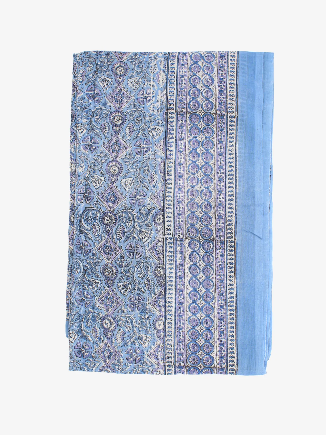 Handmade Block Print Sarong/Scarf Floral print on light blue