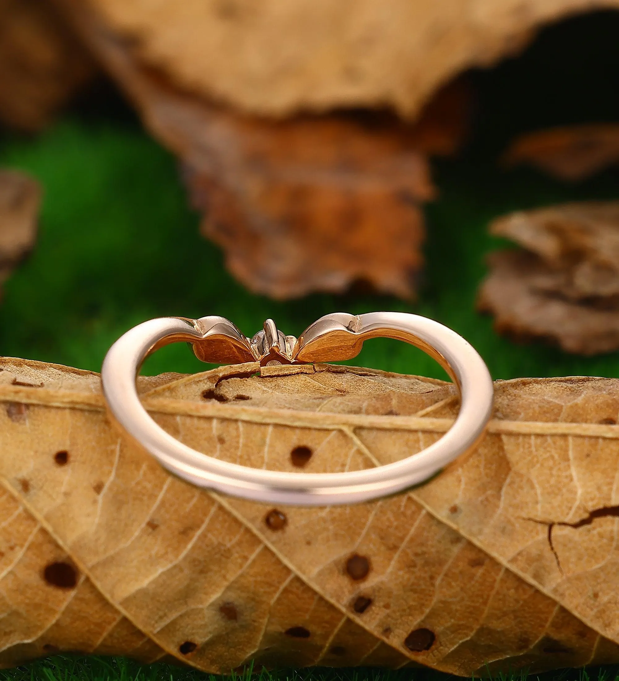 Handmade Jewelry Nature Inspired Leaf Wedding Ring
