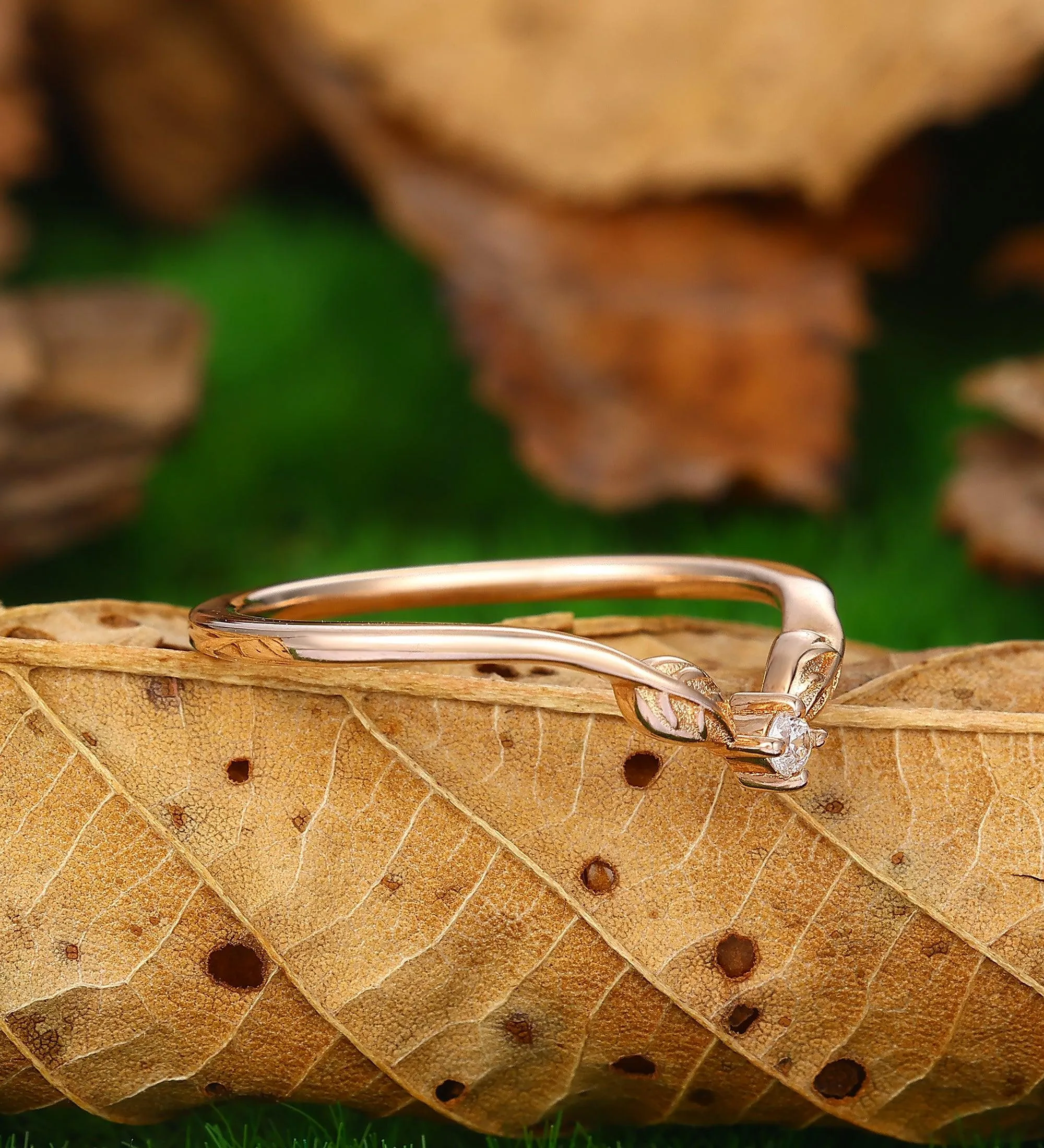 Handmade Jewelry Nature Inspired Leaf Wedding Ring