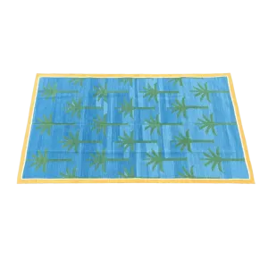 Handmade Reversible Palm Trees Cotton Rug - Green