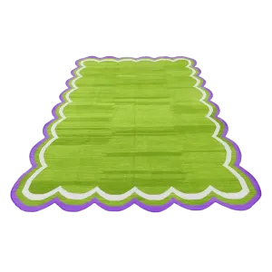 Handmade Scalloped Cotton Area Rug - Light Green