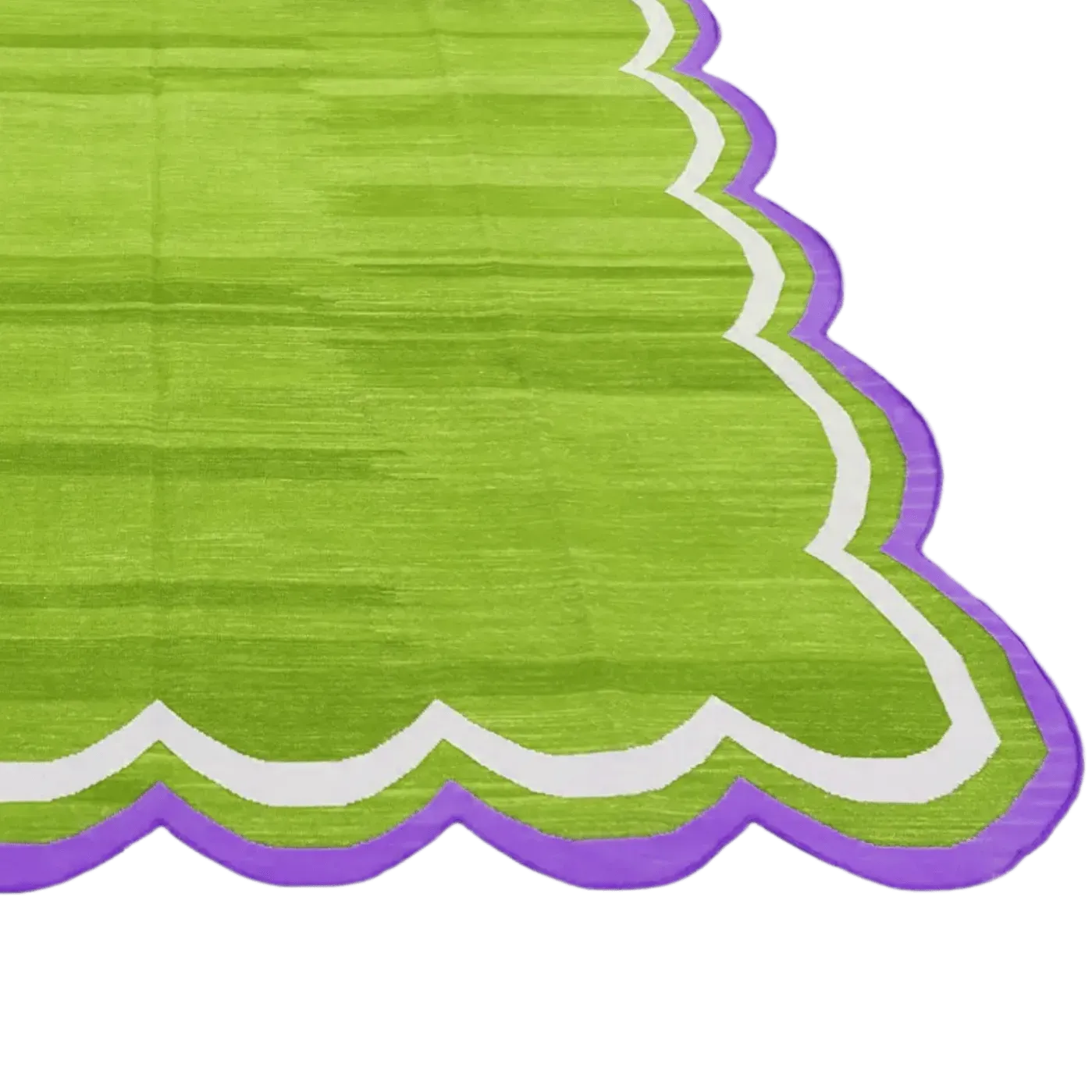 Handmade Scalloped Cotton Area Rug - Light Green