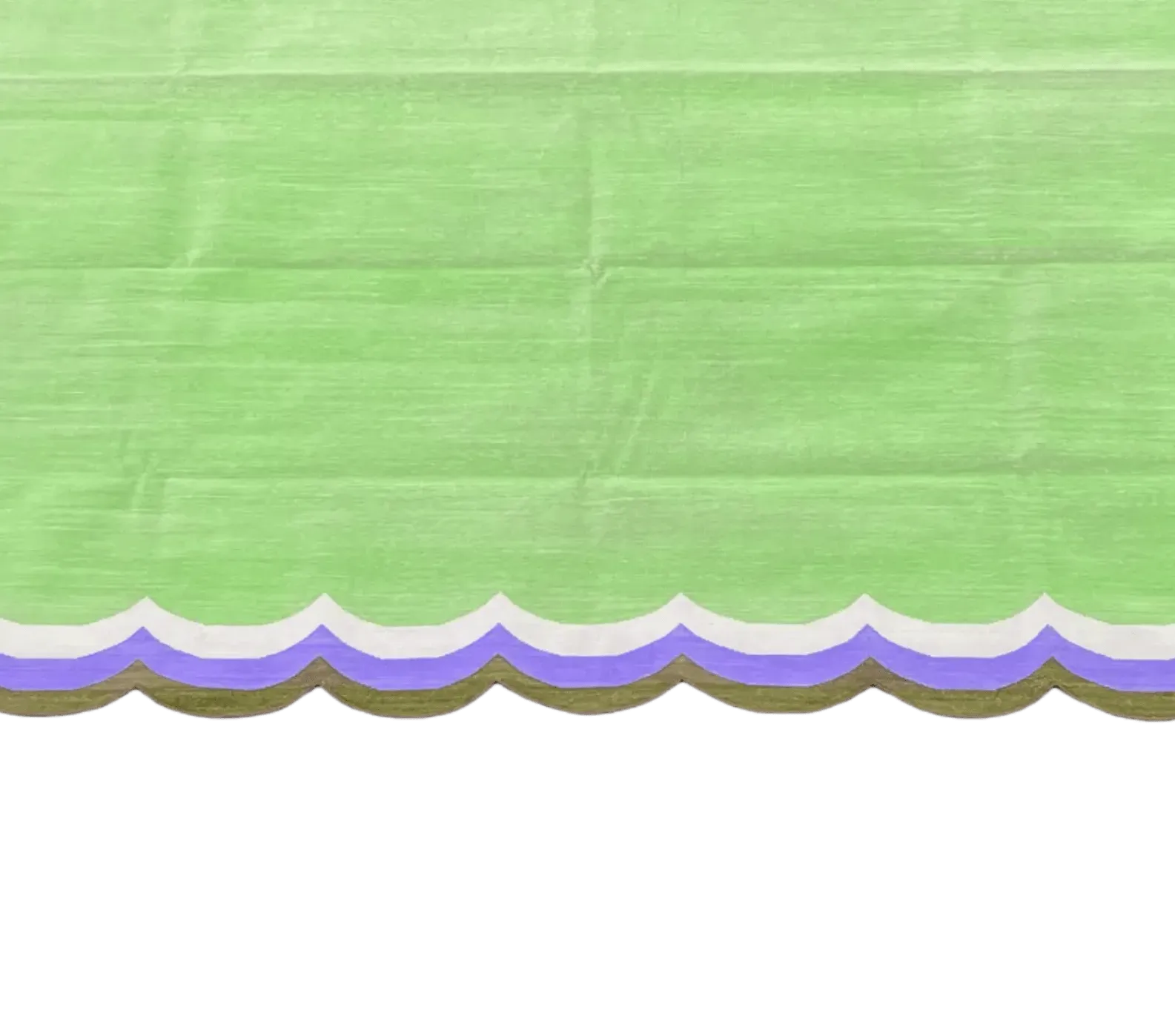Handmade Scalloped Cotton Rug - Light Green/Purple