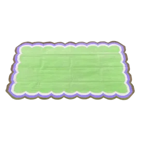 Handmade Scalloped Cotton Rug - Light Green/Purple
